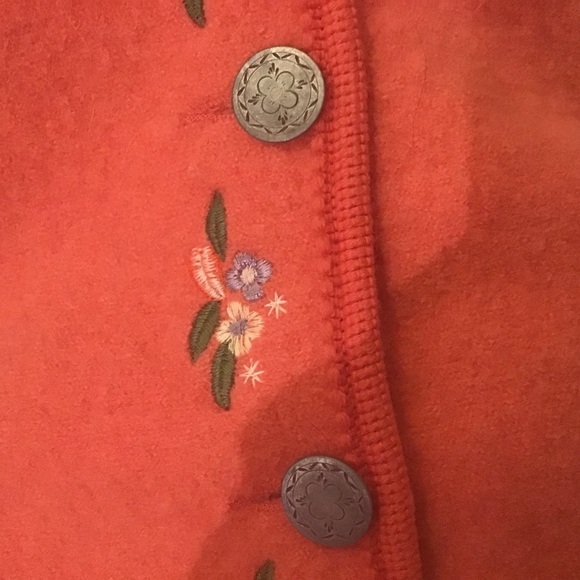 GIESSWEIN 100% Boiled Wool Embroidered Orange Apricot Jacket Pewter Buttons .10 - Picture 9 of 14